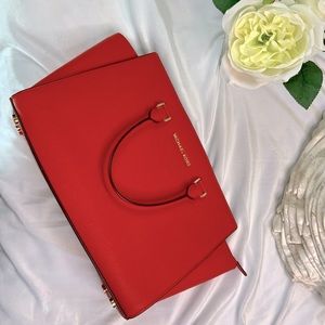 Micheal kors bright red/orange satchel.